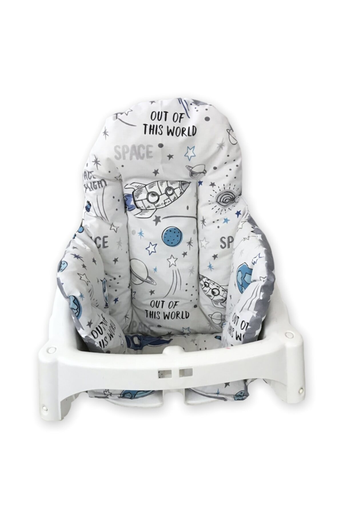 Bebek Özel Pamuklu Bebek Çocuk Mama Sandalyesi Minderi Uzay Astronot Grili