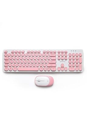 Retro Kablosuz Klavye & Mouse Set (pink) KGT-103RP