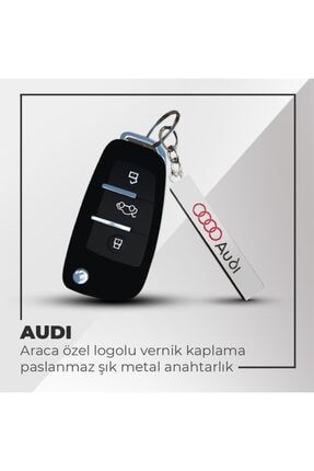 Audi Uyumlu 3d Metal Paslanmaz Metal Araç Otomotiv Anahtarlığı ADL3DMP