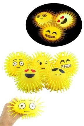 Dikenli Işıklı Top Stres Giderici Uyarıcı Oyuncak Emoji Gülen Yüz El Egzersiz Topu Popit HYD-5416404-9411