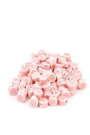 Yassı Seramik Takı Boncuğu Pudra Pembe 8 mm 10 Adet SRM019