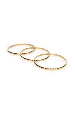 Çelik Gold 3'lü Baklava Model Set Bilezik 2022CBM12