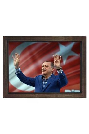 Recep Tayyip Erdoğan Tablosu-kahverengi Ahşap Çerçeve - 70x100 dcBCDJMPR8