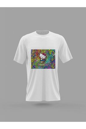Emo Hello Kitty Renkli Hayal Dünyası Cute Baskılı T-shirt PNRMTSHRT4133