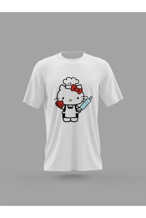 Unisex Hello Kitty Mutfak Aşçı Anneler Günü Baskılı T-shirt PNRMTSHRT4449