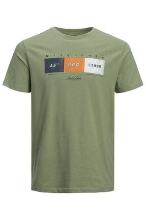 Jack Jones Erkek T-shirt 12205503 Oil Green KSB-12205503