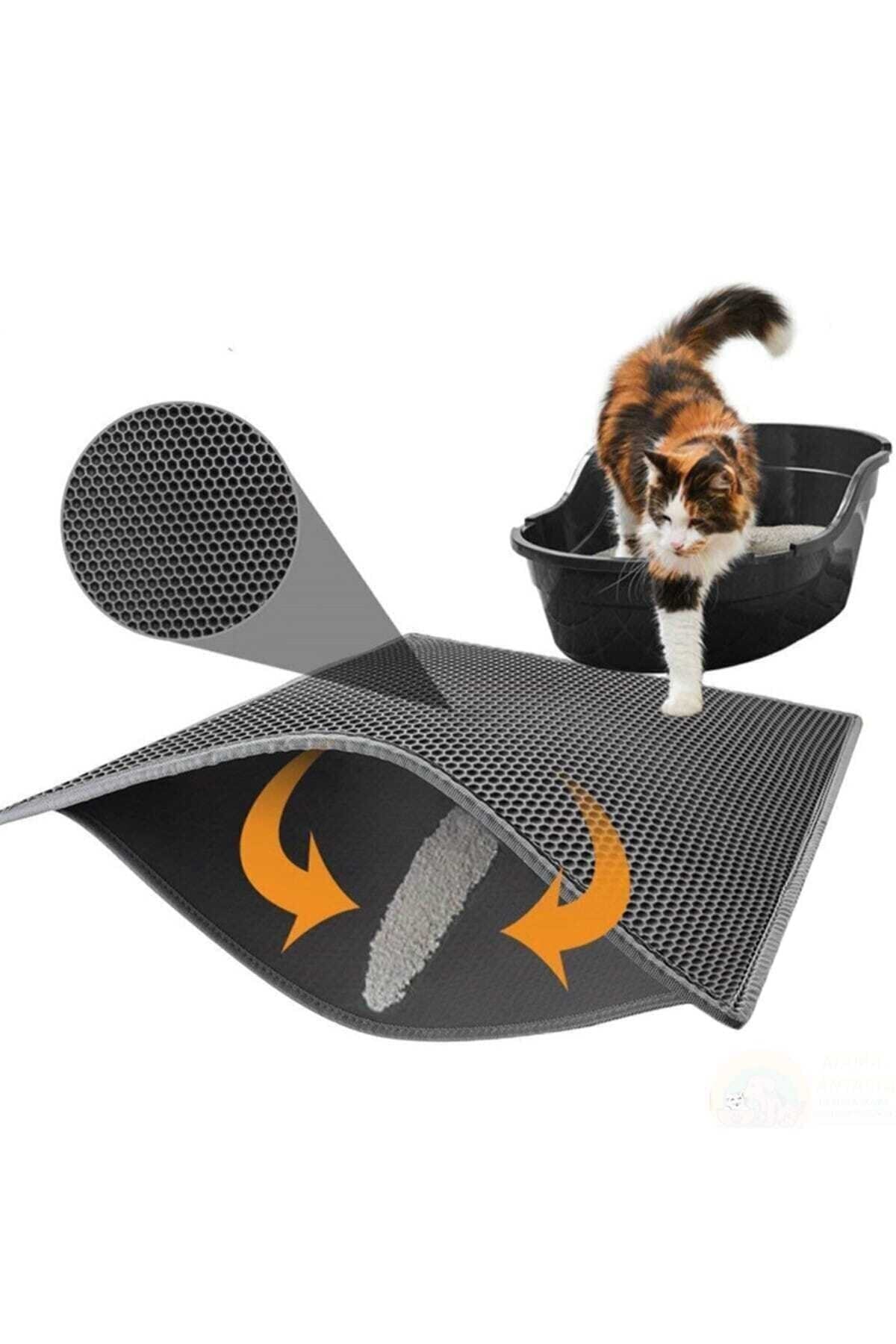 Elekli Kedi Tuvalet Önü Paspası Kedi Kumu Paspası-gri Kedipaspası-gri