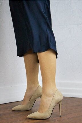 Kadın Ten&nude Süet Ince Ve Yüksek Topuklu Stiletto Ayakkabı - Topuk 10 Cm RCTR-S-0005
