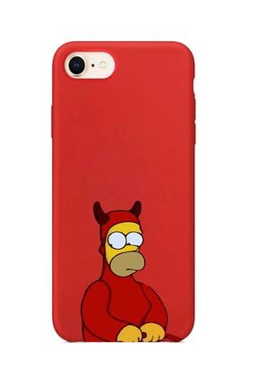Iphone Se 2020 Kırmızı Lansman Demons Simpson Tasarımlı Dayanıklı Kılıf IPSE-LDS01
