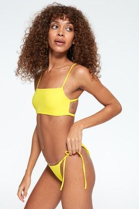 Straplez Form Ince Askılı Bikini Takım Sarı 227319
