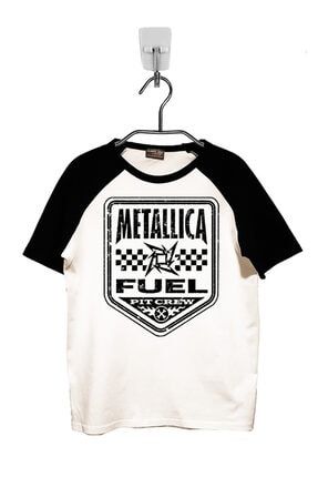 Metallica Baskılı Reglan Kısa Kol Bisiklet Yaka Beyaz Erkek T-shirt TMKKERBT103