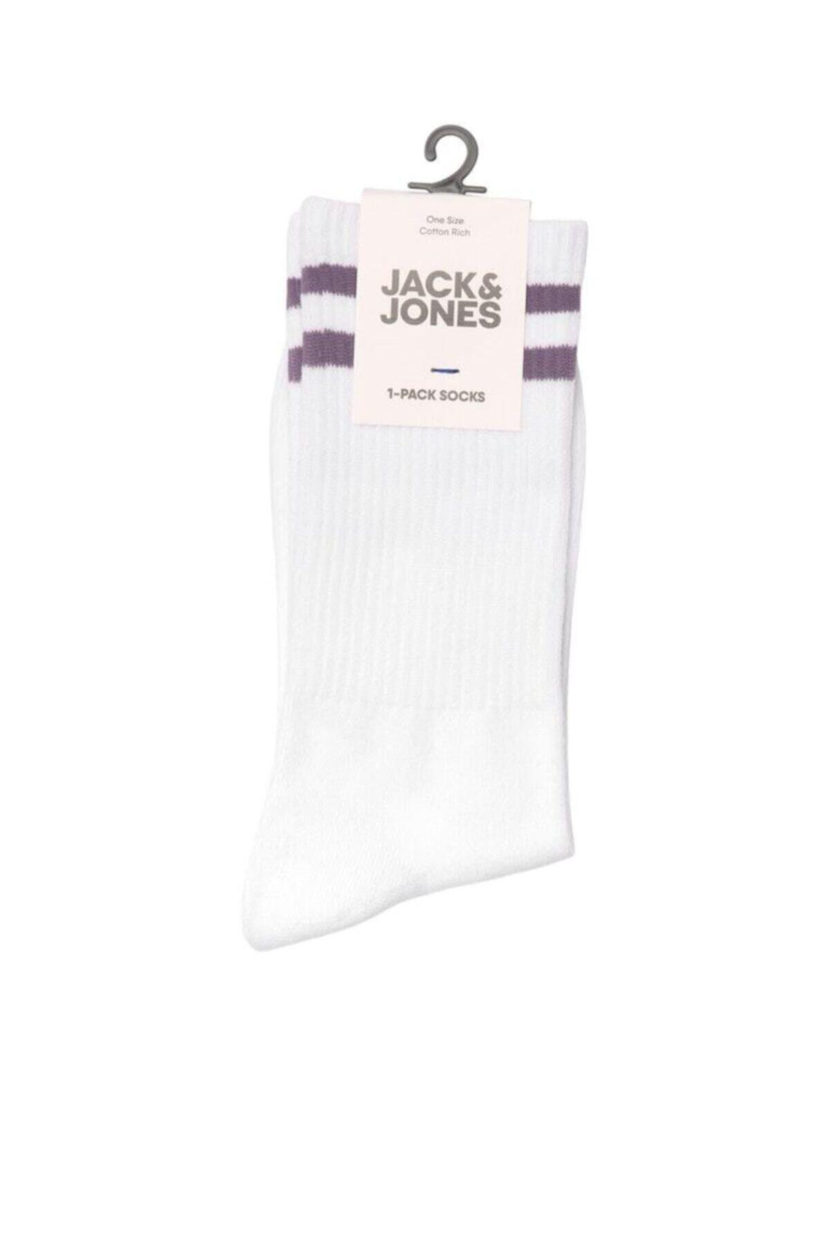 جوراب مردانه راه راه | جک اند جونز Jack & Jones 12204854-Purple Ash - تصویر 3