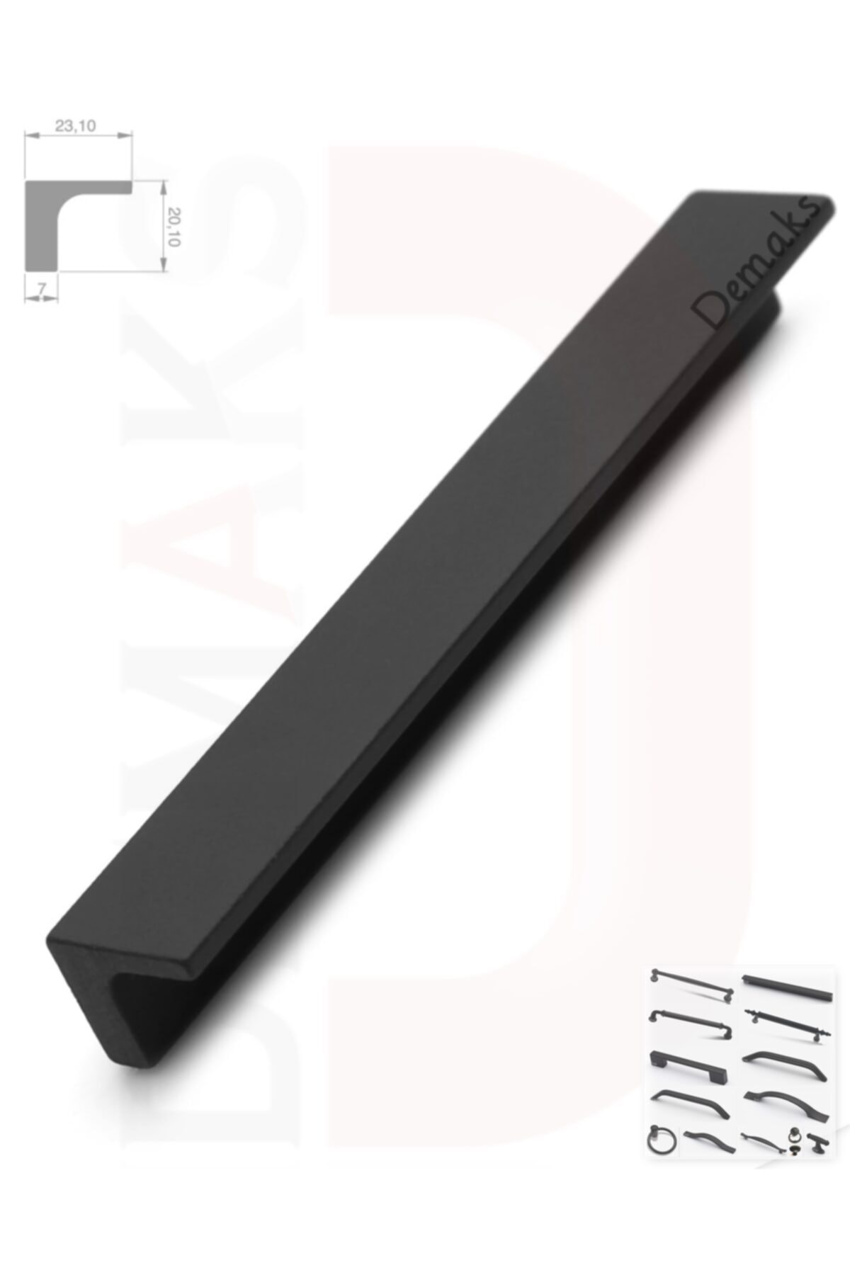 Demaks Longer Mat Siyah 256mm Alüminyum Mobilya Dolap Çekmece Kulpu