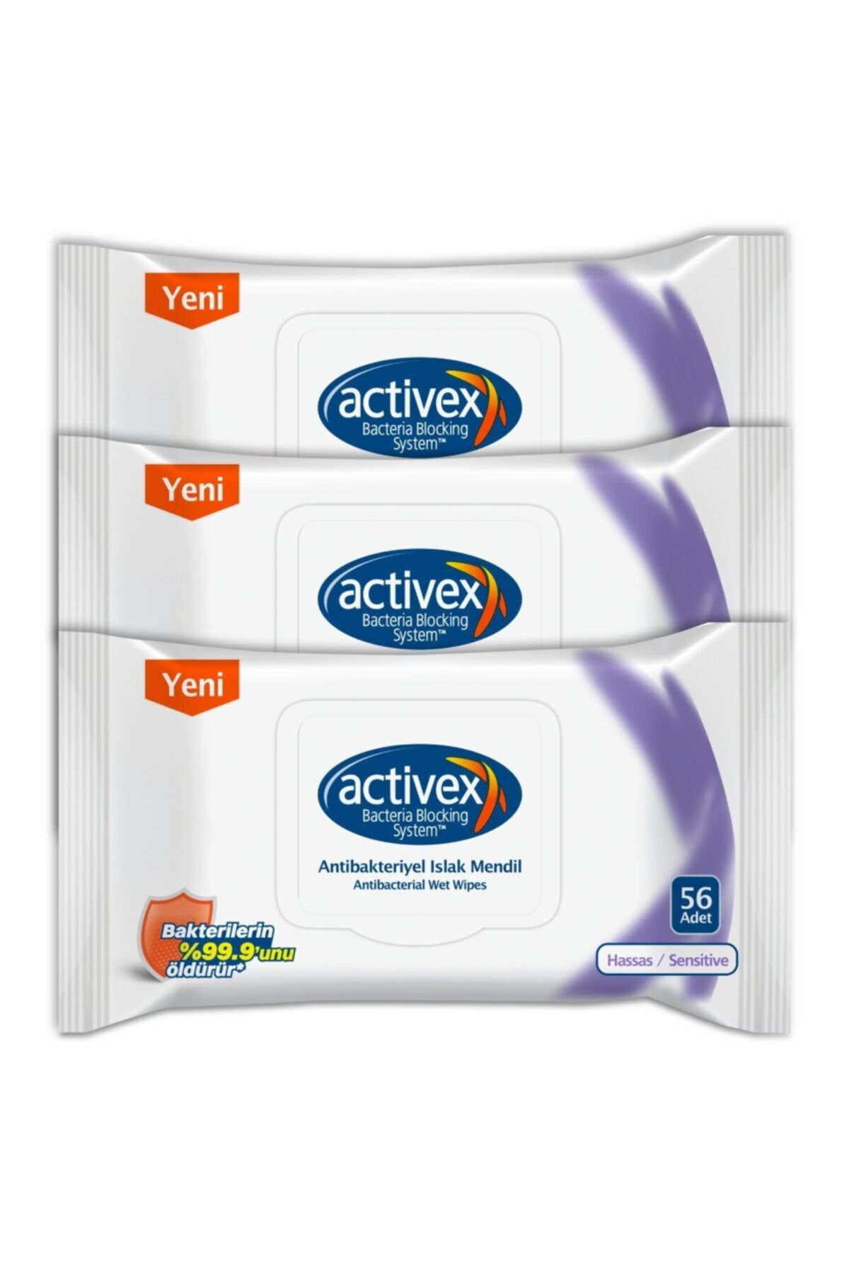 Activex Hassas Antibakteriyel Nemlendiricili Islak Mendil 56 adet × 3 paket