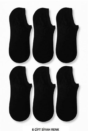 Unisex Bambu Görünmez Sneakers Çorap Siyah 6'lı Paket BAMBUSNEAKER-6