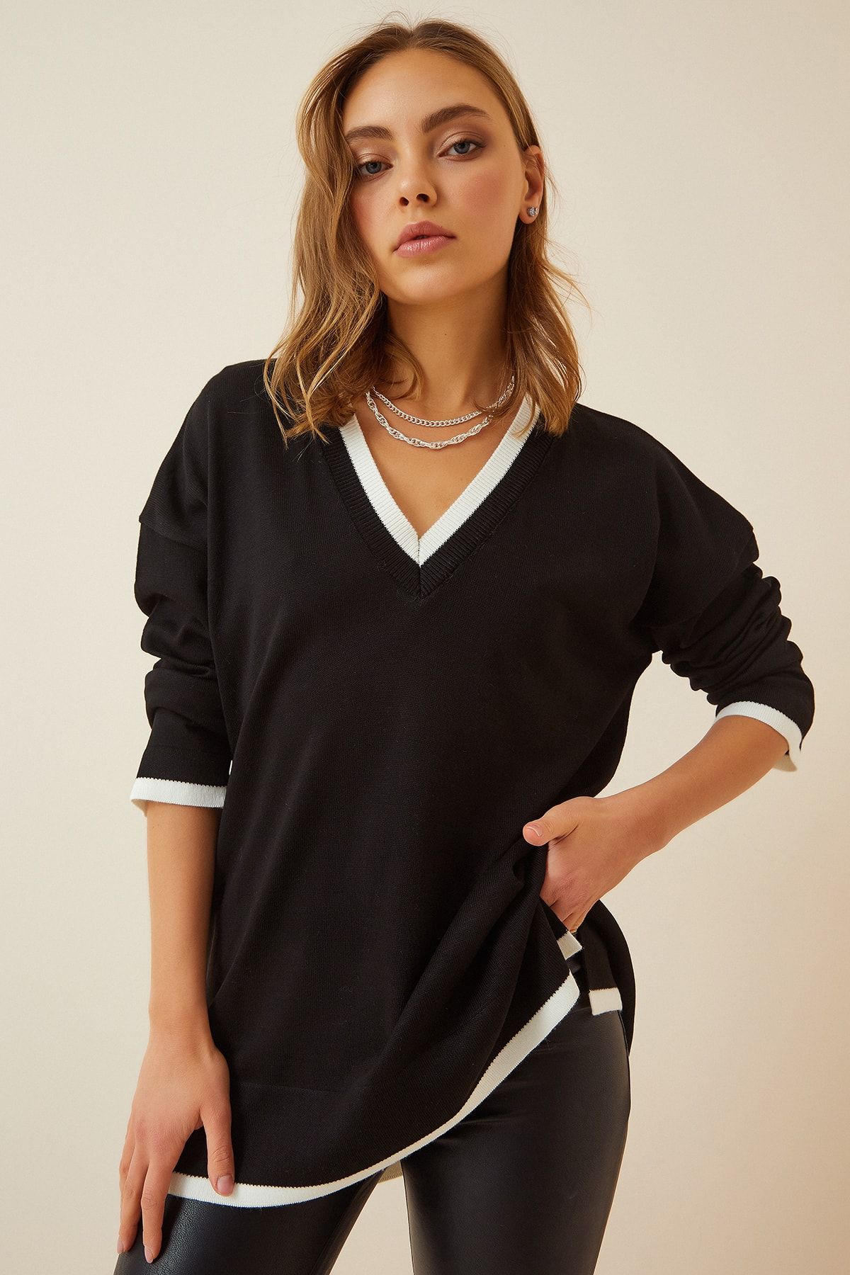 Happiness İstanbul Pullover Schwarz Oversized Fast ausverkauft