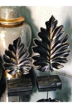 Dekoratif Çınar Ağacı Yaprak 2 Li Siyah Masa Üstü Sehpa Ev Dekoratif Şık Biblo Ürün Çınar Yaprak Yaprak Gogka