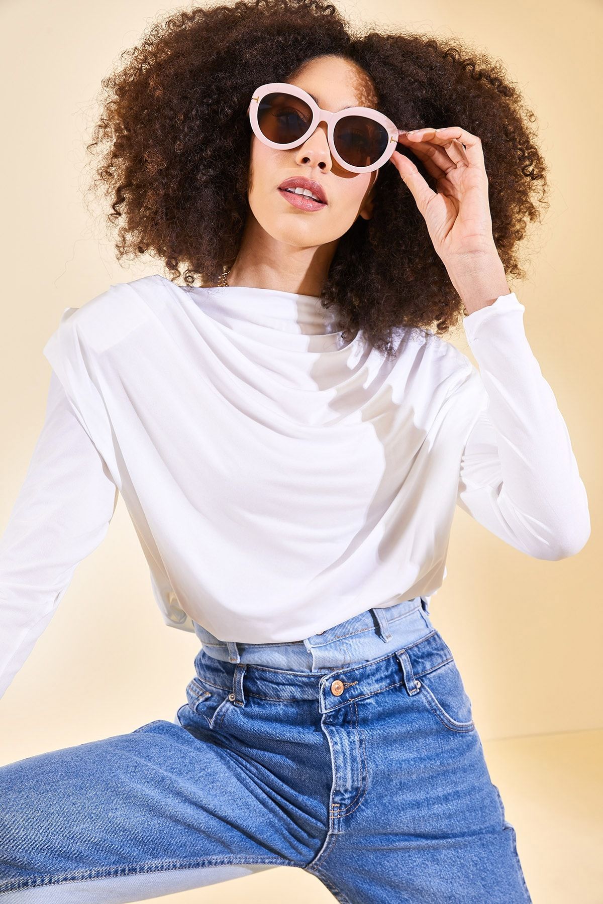 XHAN Bluse Weiß Regular Fit Fast ausverkauft