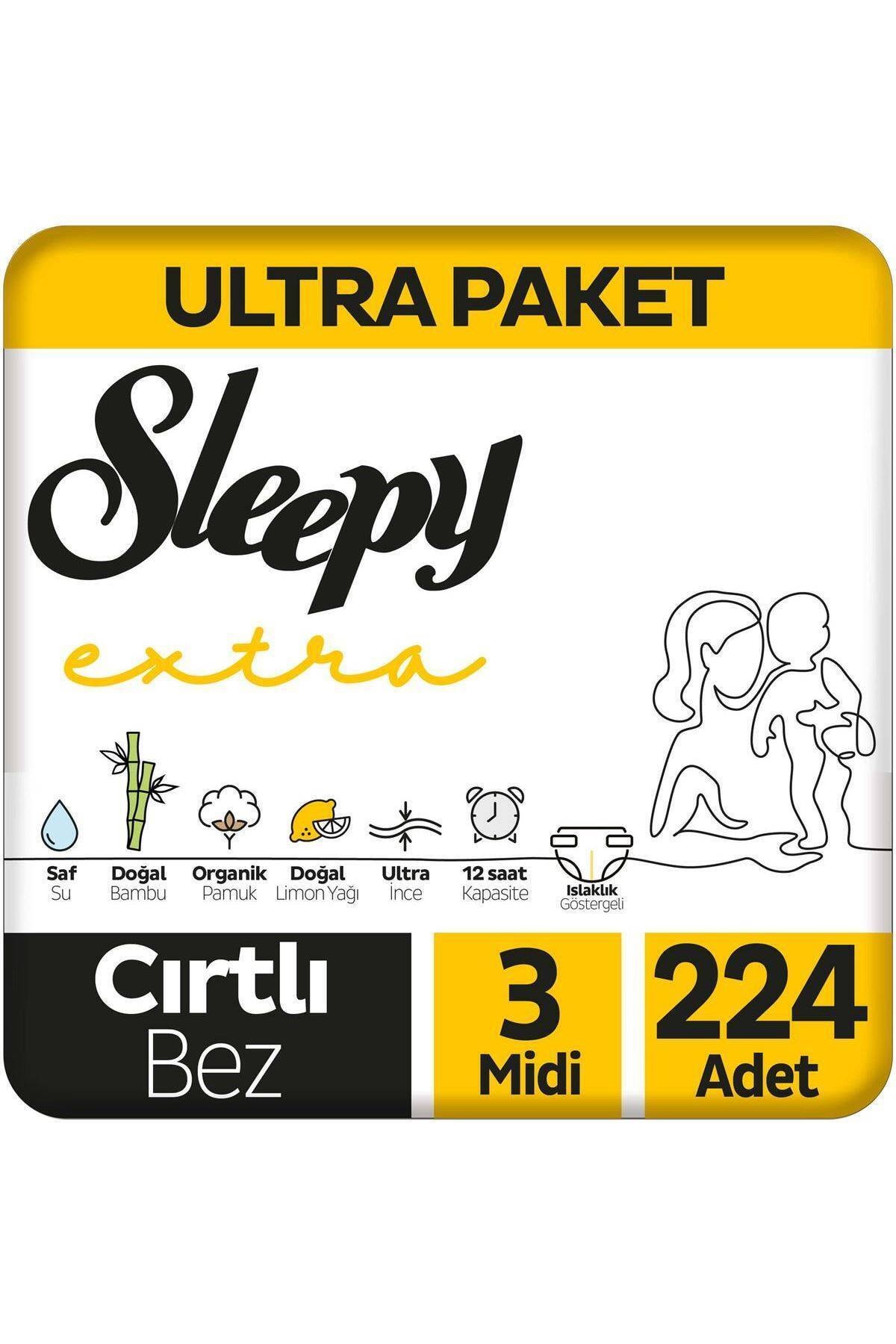 Sleepy Extra Günlük Aktivite Ultra Paket Bebek Bezi 3 Numara Midi 224 Adet