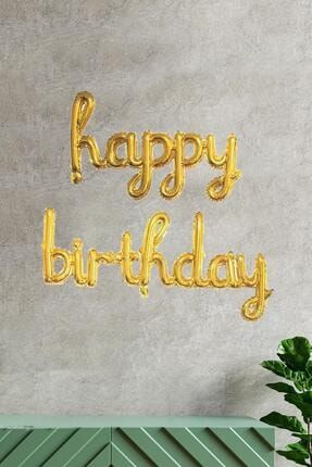 Happy Birthday El Yazısı Imza Folyo Balon Gold Renk Doğum Günü Parti Balonu HAPPY-BDAY-GOLD-BALON
