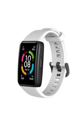 Watch Huawei Band 6 Silikon Delikli Kordon Beyaz / Uyumlu Kordon-10215