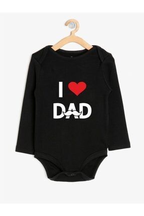 I Love Dad Bıyık Baskılı Bebek Body Zıbın VNS20223