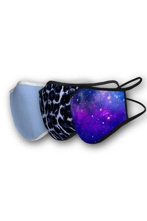 3'lü Yıkanabilir Maske Paketi(babyblue-night Leopard-galaxy) TYC00303424810