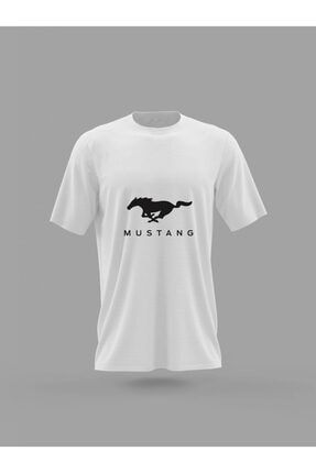 Unisex Mustang Logo Araba Baskılı T-shirt PNRMTSHRT4467