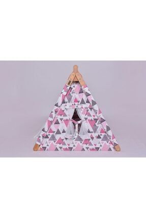 Yataklı Üçgen Çocuk Oyun Ve Uyku Evi (çadır) / Küçük Pembe Üçgenler (little Triangles Pink) ÜçgenÇadır007