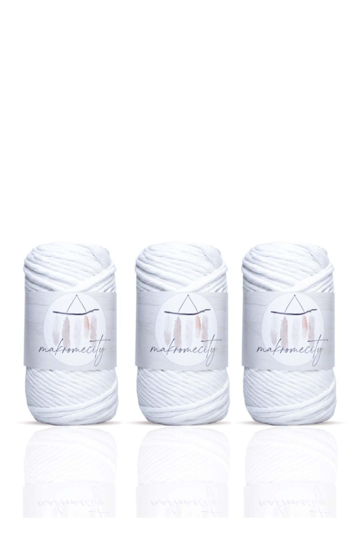 Makromecity-Premium Screening Macrame Thread 3mm Macrame Screwable Hobby Thread Set of 3 White 1