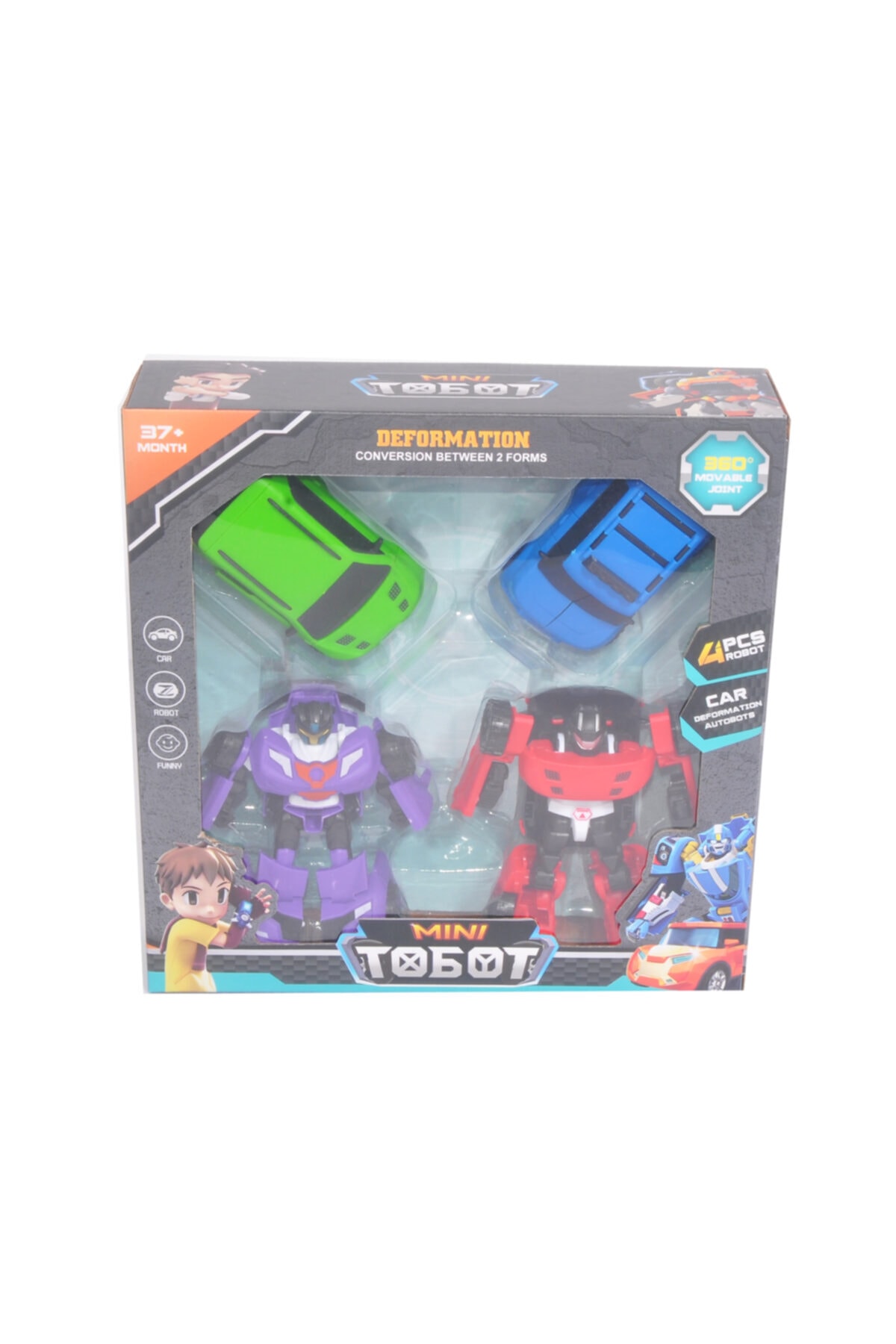 e-life shop Tobot Transformers Stil Dönüşebilir Oyuncak Araç Hem Robot Hem Araba 4’lü Set Z1 Z2 Z3 Y1
