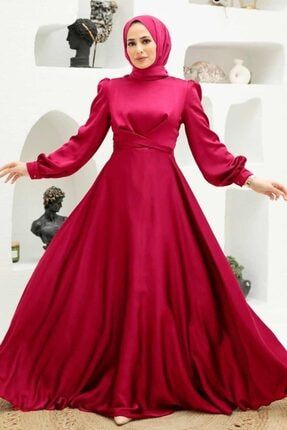 Tesettürlü Abiye Elbise - Bağlama Detaylı Kırmızı Tesettür Abiye Elbise 3064k OZD-3064