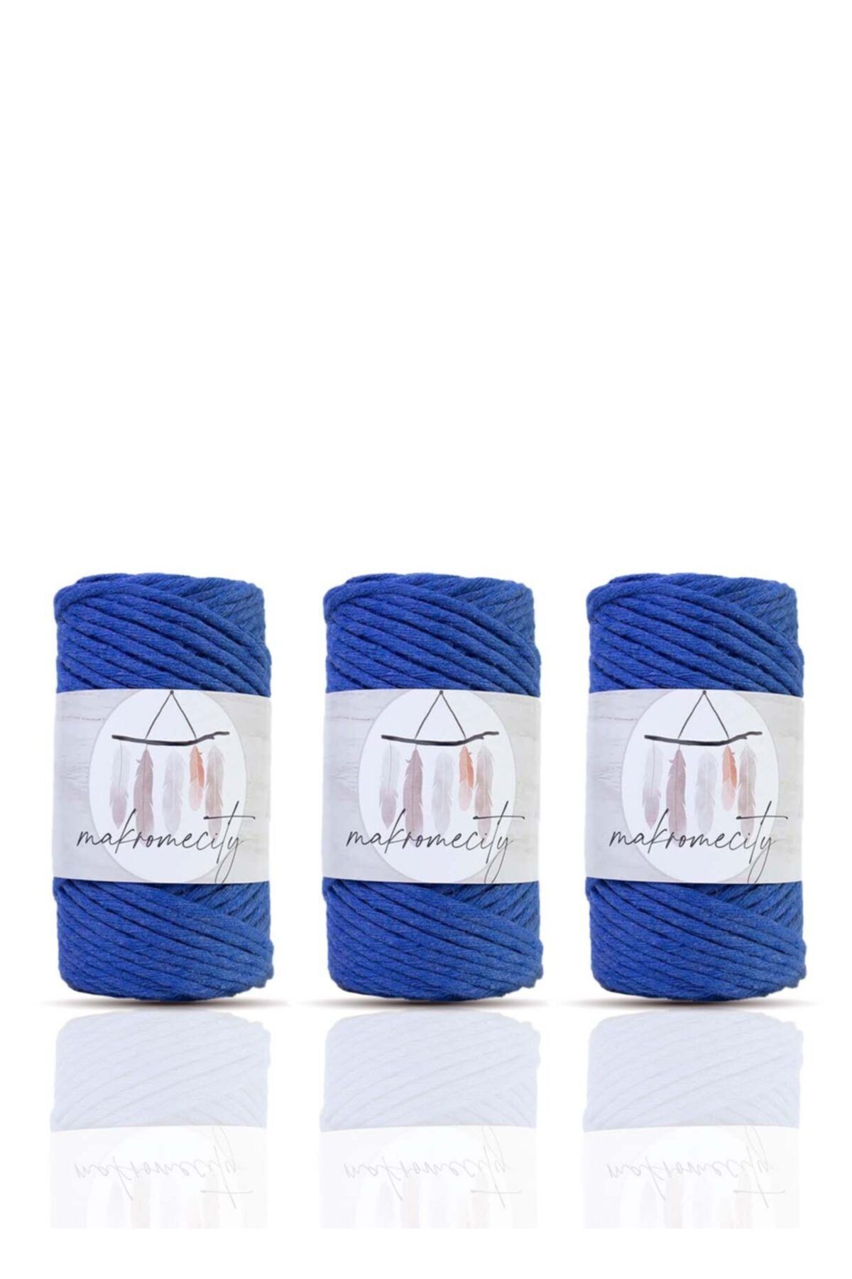 Makromecity-Premium Screened Macrame Thread 3mm Macrame Screenable Hobby Thread Set of 3 3 Saks Blue 1