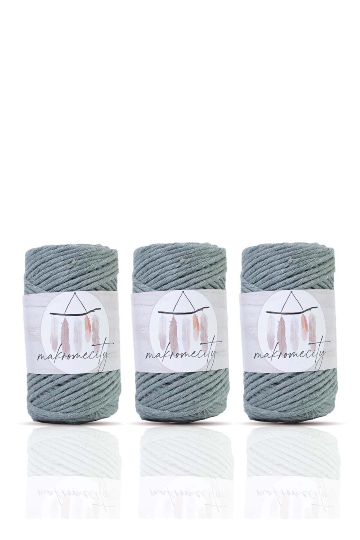 Makromecity-Premium Screwed Macrame Thread 3mm Macrame Screwable Hobby Thread Set of 3 Green 1