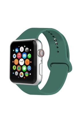 Apple Watch 2 3 4 5 6 7 Se Uyumlu 38 mm 40 mm 41 Mm Silikon Kordon Kayış - Çam Yeşili CT-KRD-314