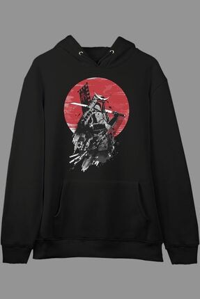 Oversize Samuray Japon Anime Tasarım Baskılı Kapüşonlu Sweatshirt Hoodie KRG0162H