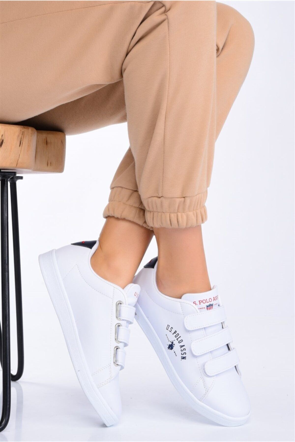 U.S. Polo Assn. Singer Velcro White Women s Sports Shoes V12
