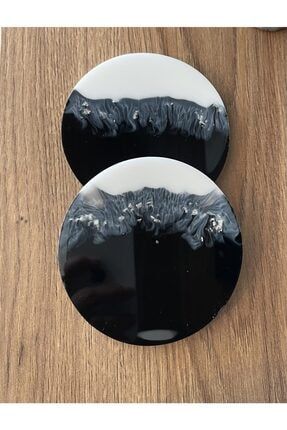 Siyah-gümüş 2 Li Epoksi Bardak Altlığı&dekor WSG2574