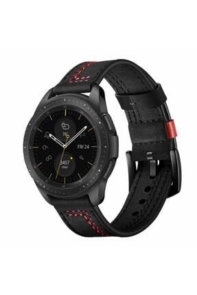 Samsung Galaxy Watch 46mm (22mm) Deri Saat Kordonu Siyah / Uyumlu Kordon-15091