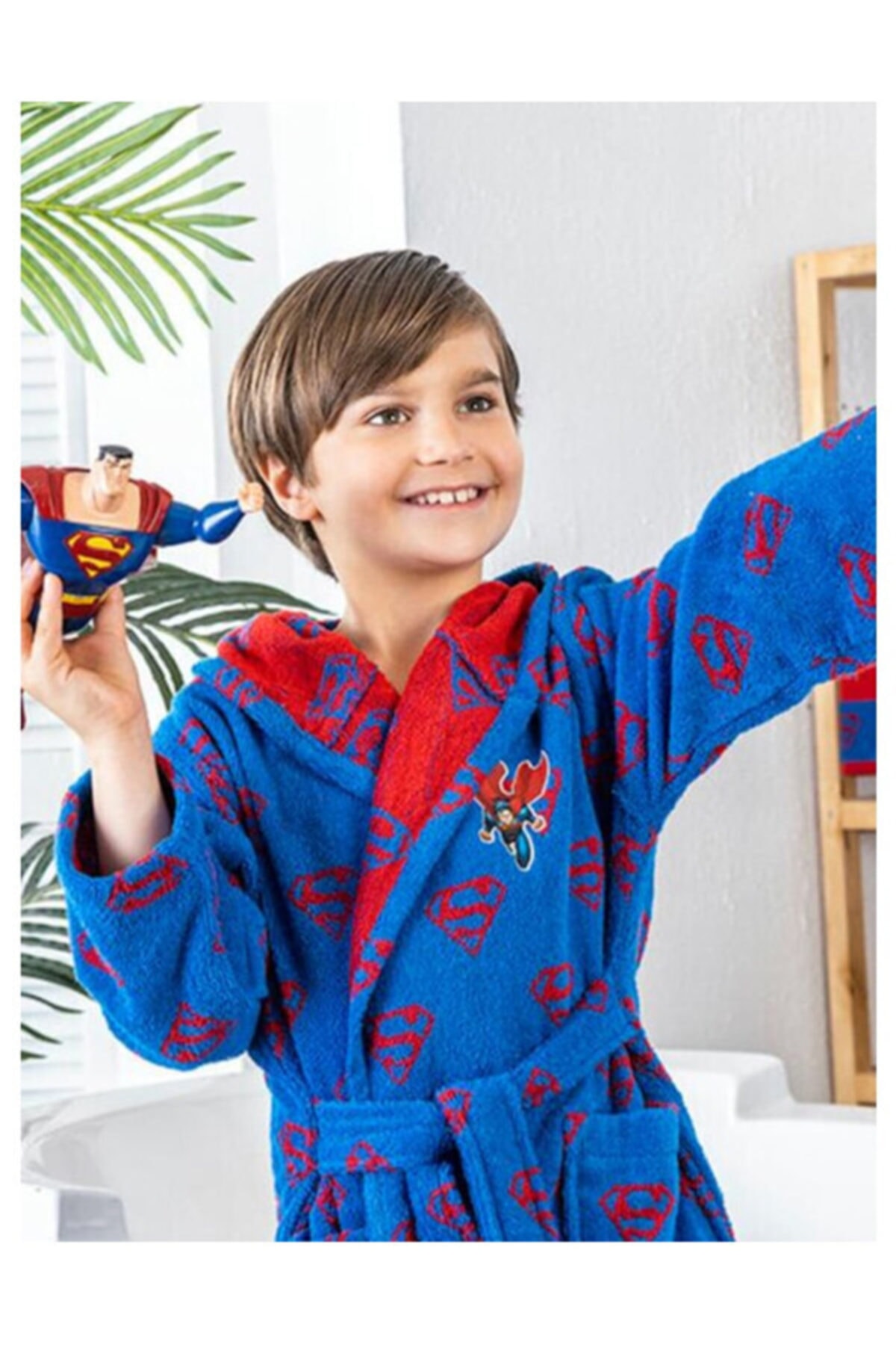  حوله حمام و حوله سوپرمن مخصوص ۵-۶ سال، رنگ آبی، بدون نیاز به مجوز