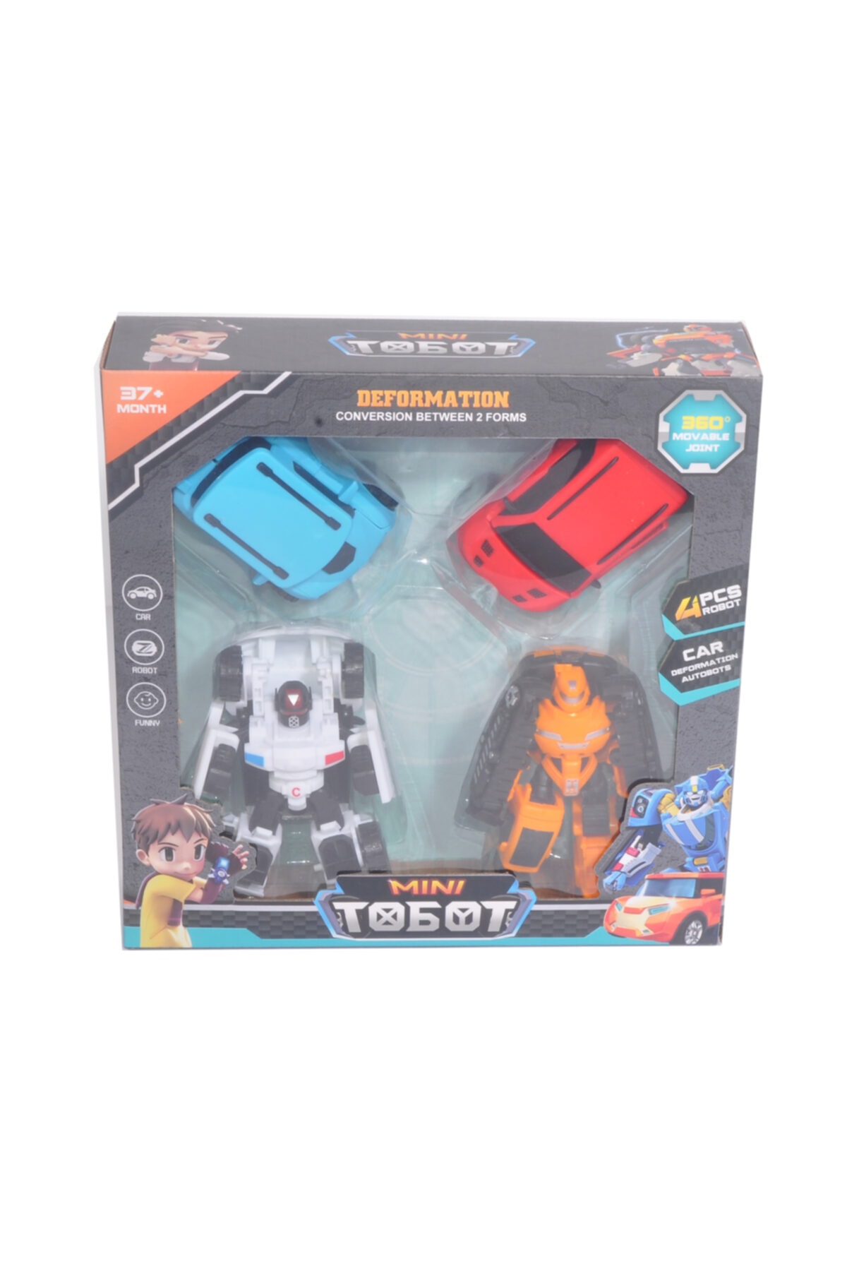 e-life shop Tobot Transformers Stil Dönüşebilir Oyuncak Araç Hem Robot Hem Araba 4’lü Set X Z C Rocky