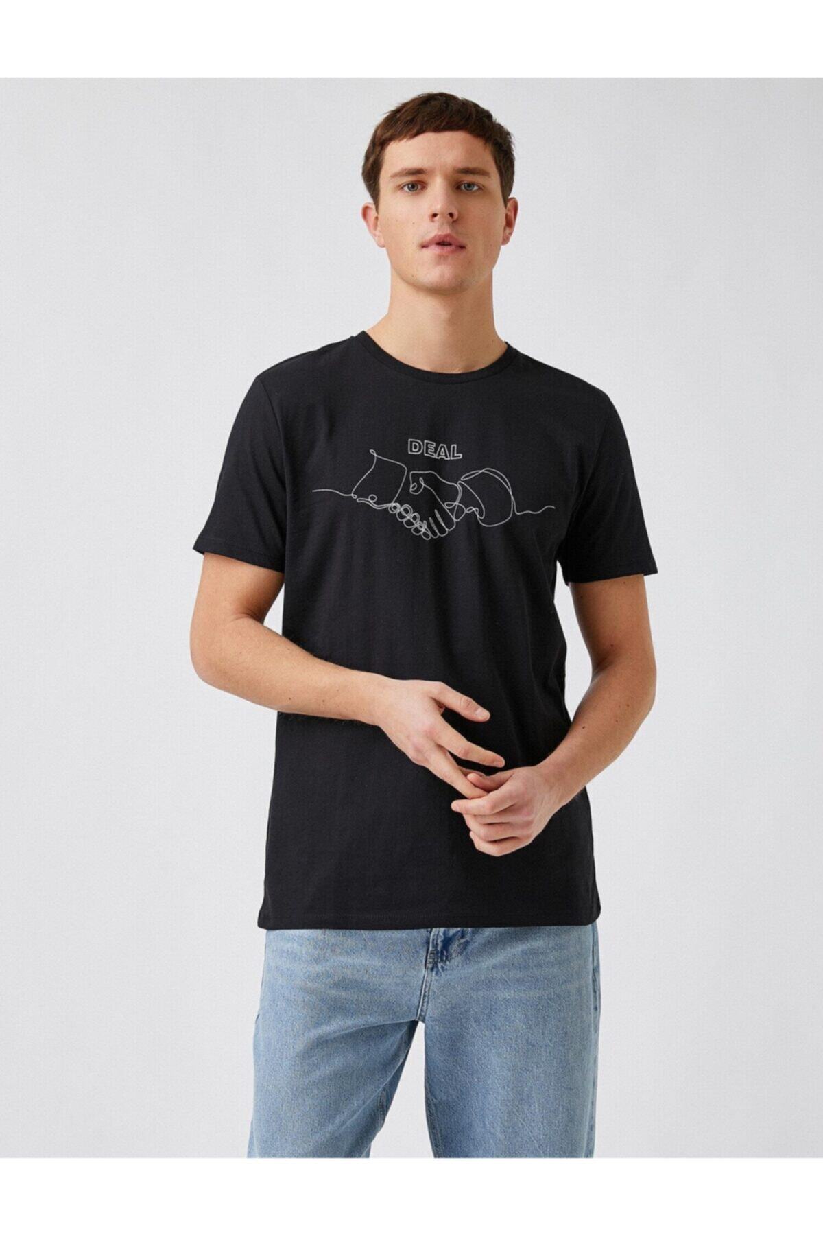 تیشرت مردانه مشکی کوتون | 22YY59000392 اورجینال - تصویر 2