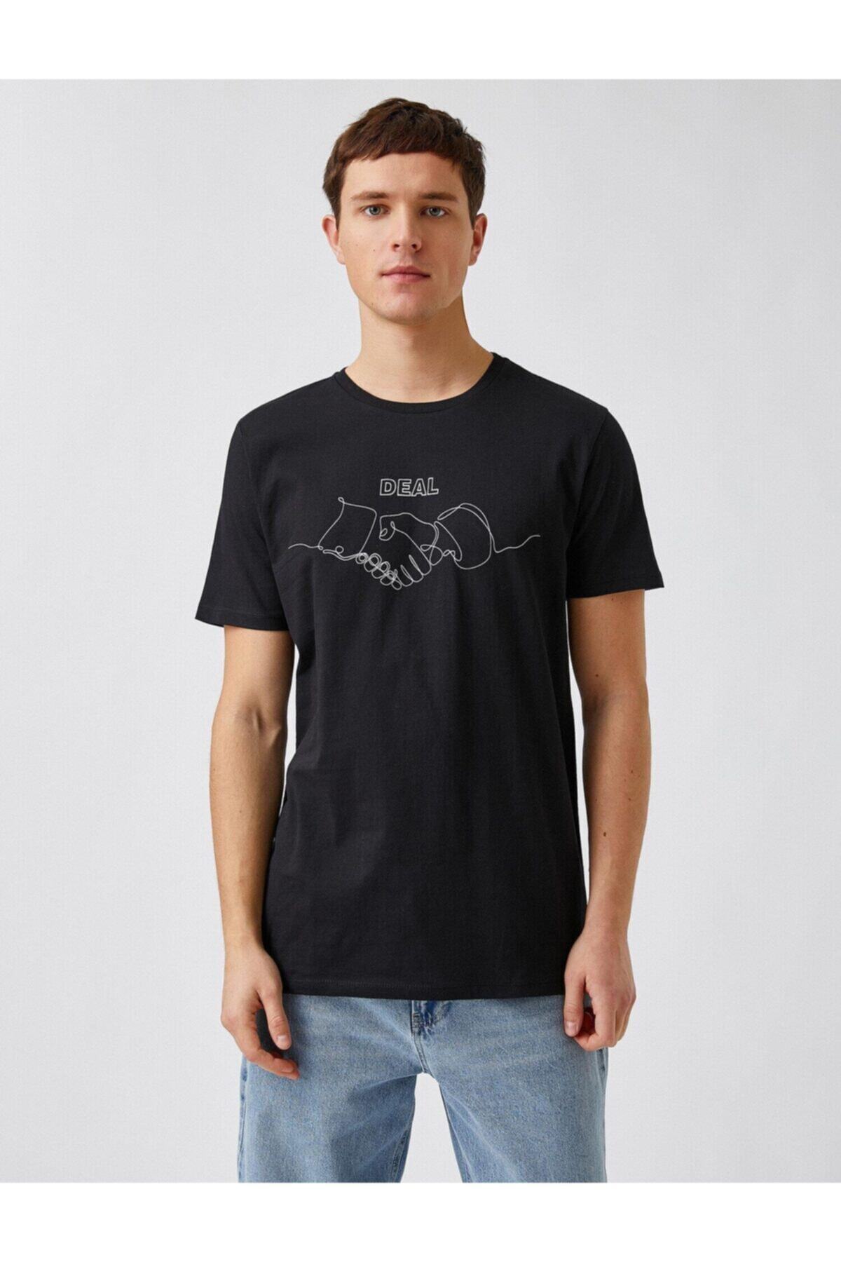 تیشرت مردانه مشکی کوتون | 22YY59000392 اورجینال - تصویر 3