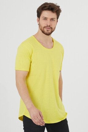 Erkek Sarı Pis Yaka Salaş T-shirt-tcps001r25 CPTCPS001