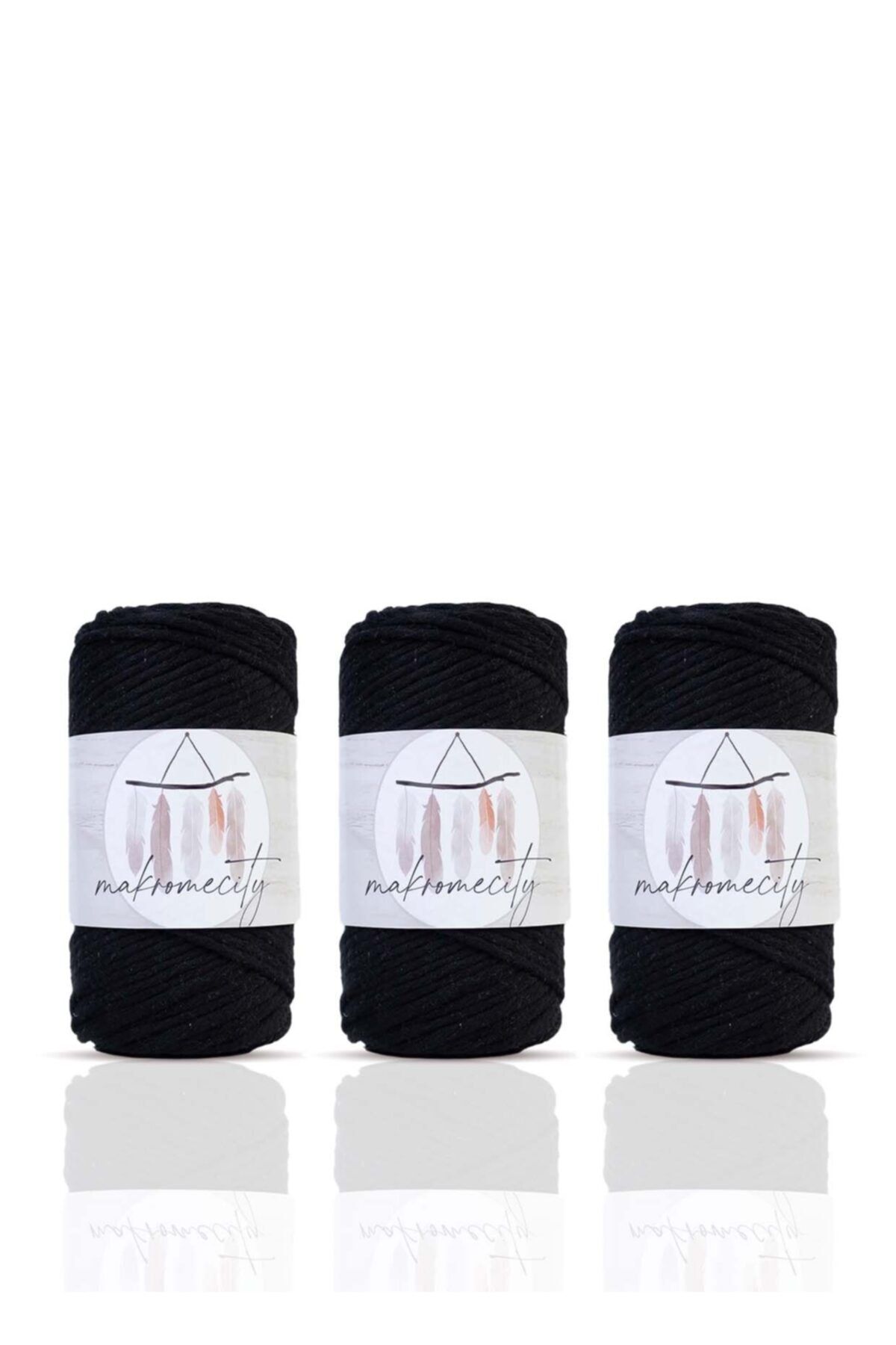 Makromecity-Premium Screwed Macrame Thread 3mm Macrame Screwable Hobby Thread Set of 3 Black 1