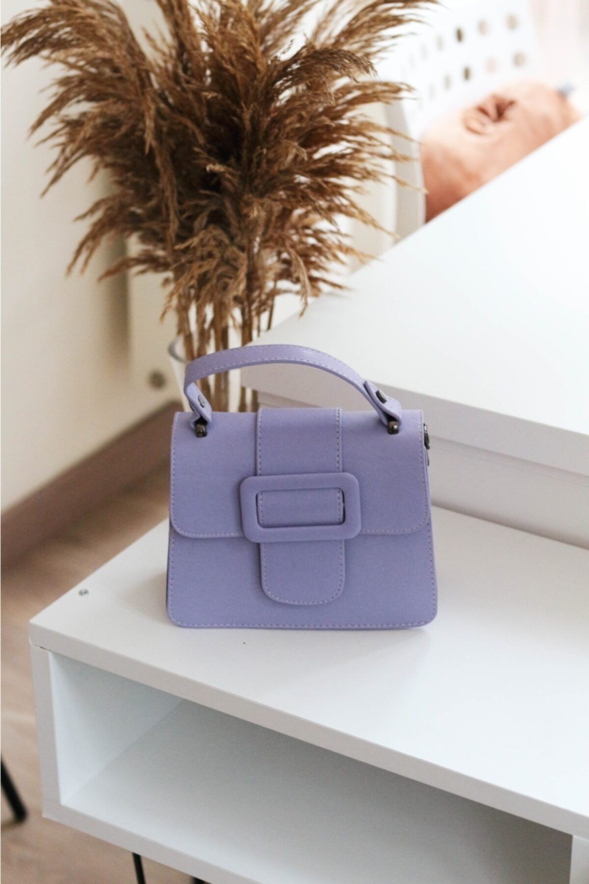 Moom Bag Kadın Lila Tokalı Omuz Çantası