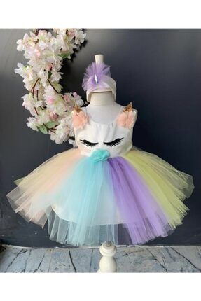Kız Bebek Unicorn 6 Ay Elbise-Ayakkabı-Bandana Set Unıcorn elbise