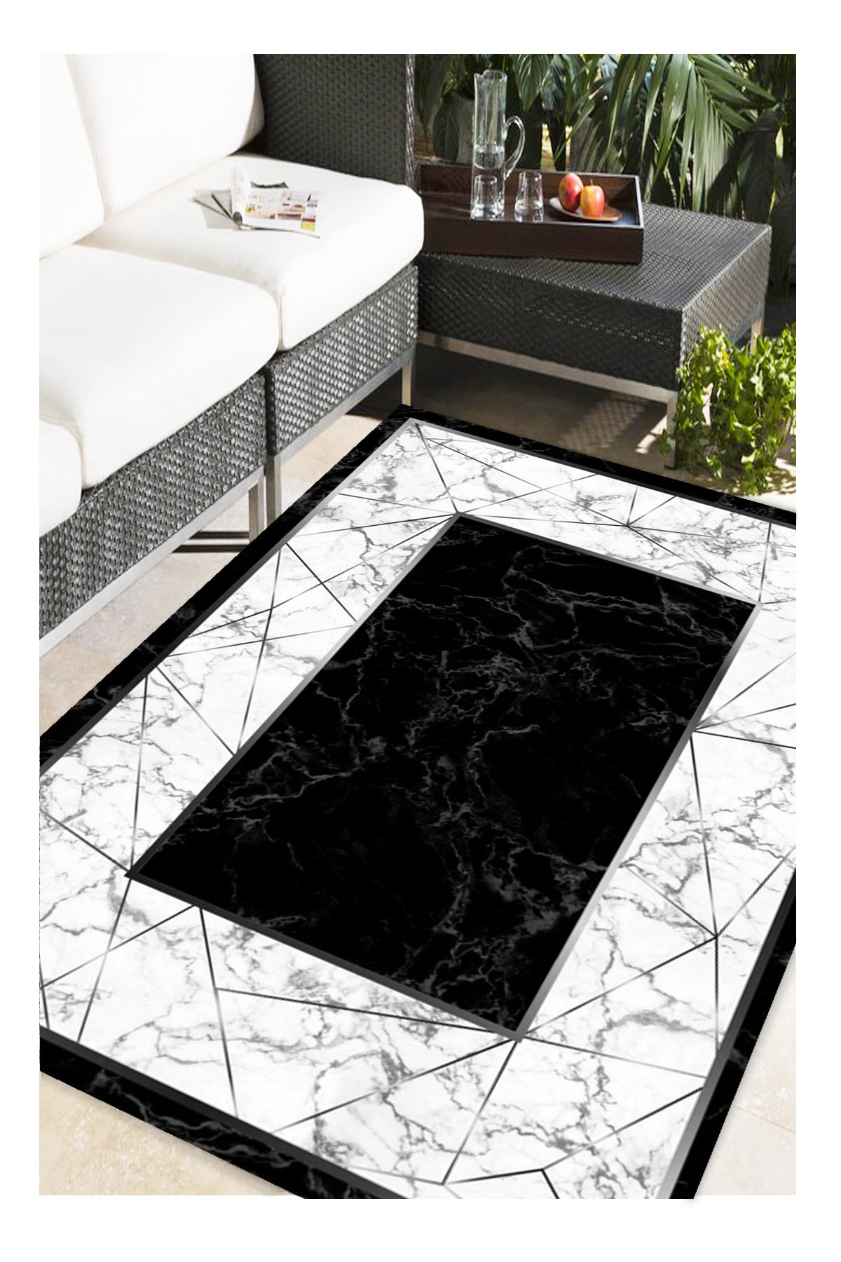 haliexpress siyah beyaz mermer desenli yikanabilir hali k2005 fiyati yorumlari trendyol