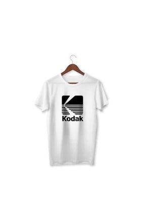 Unisex Beyaz Kodak Baskılı T-Shirt VECTORWEARCOCUK334