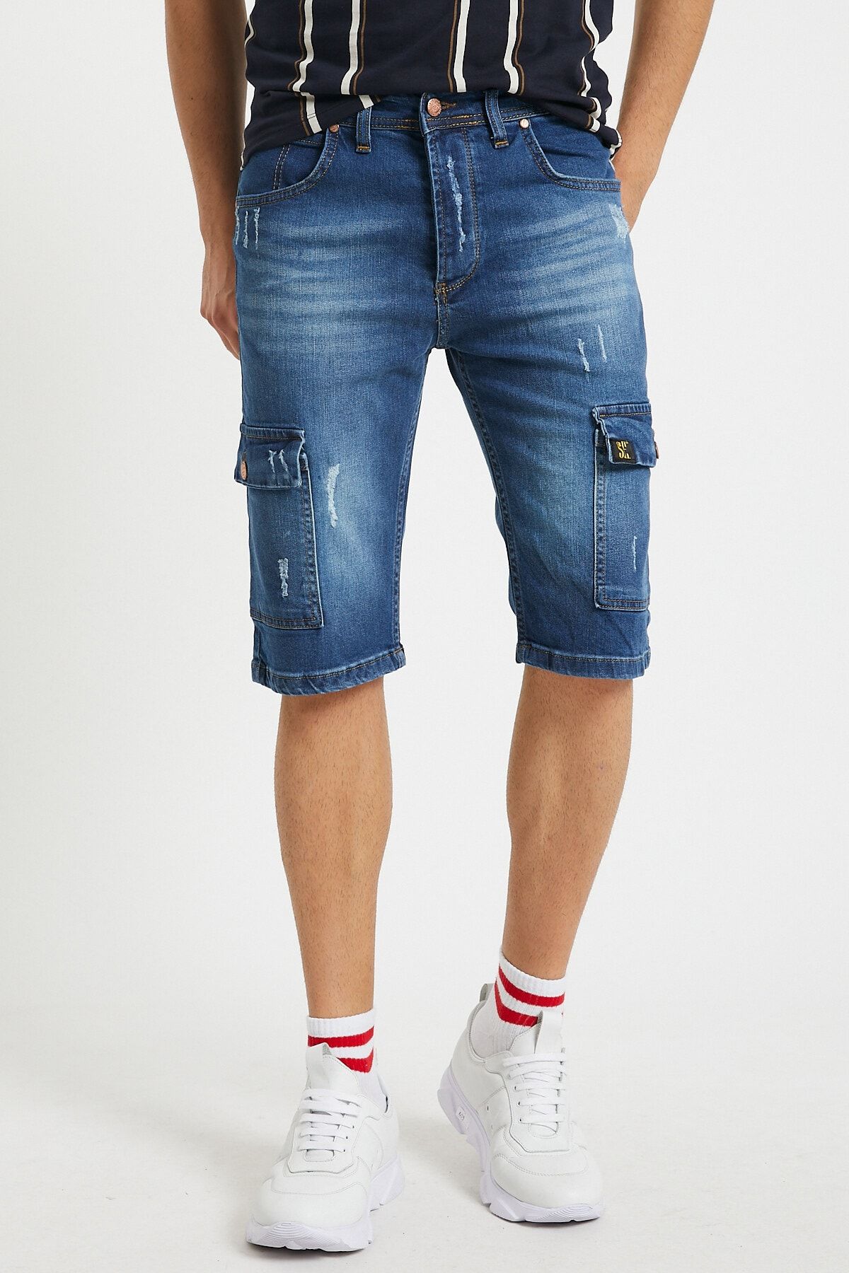 Serseri Slim Fit Denim Yandan Cepli Esnek Kumas Erkek Jean Kargo Sort Trendyol